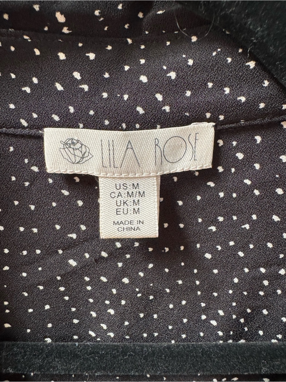 Lila Rose Black Micro Polka Dot Roll-Tab Sleeve Tunic Shirtdress‎ Size M - Picture 6 of 9
